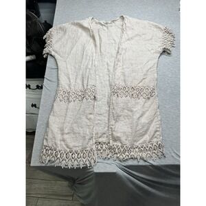 Valentina Naldi Women's Beige/Tan Linen Cardigan One‎ Size Made In Italy